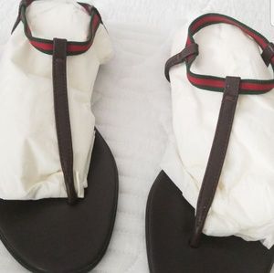 Gucci cocoa brown thong sandals flats 36.5 6.5